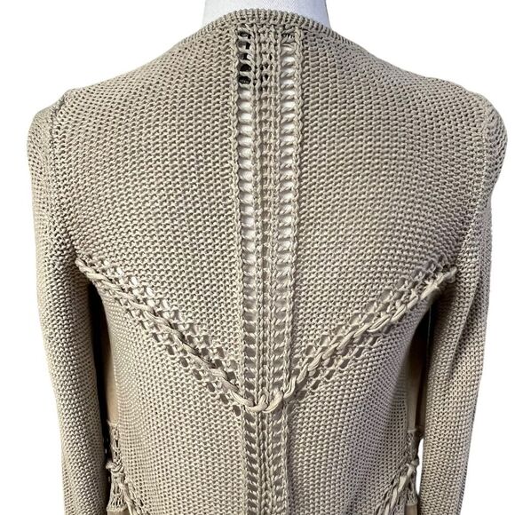 INC International Concept Boho Western Cardigan Sweater Size S Fringe Faux Suede - Picture 6 of 10